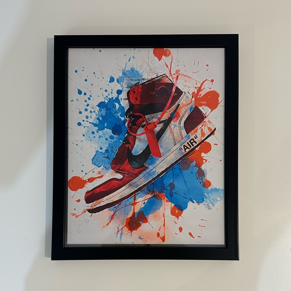 Vibrant Sneaker Art Print in Black Frame with Additional Prints